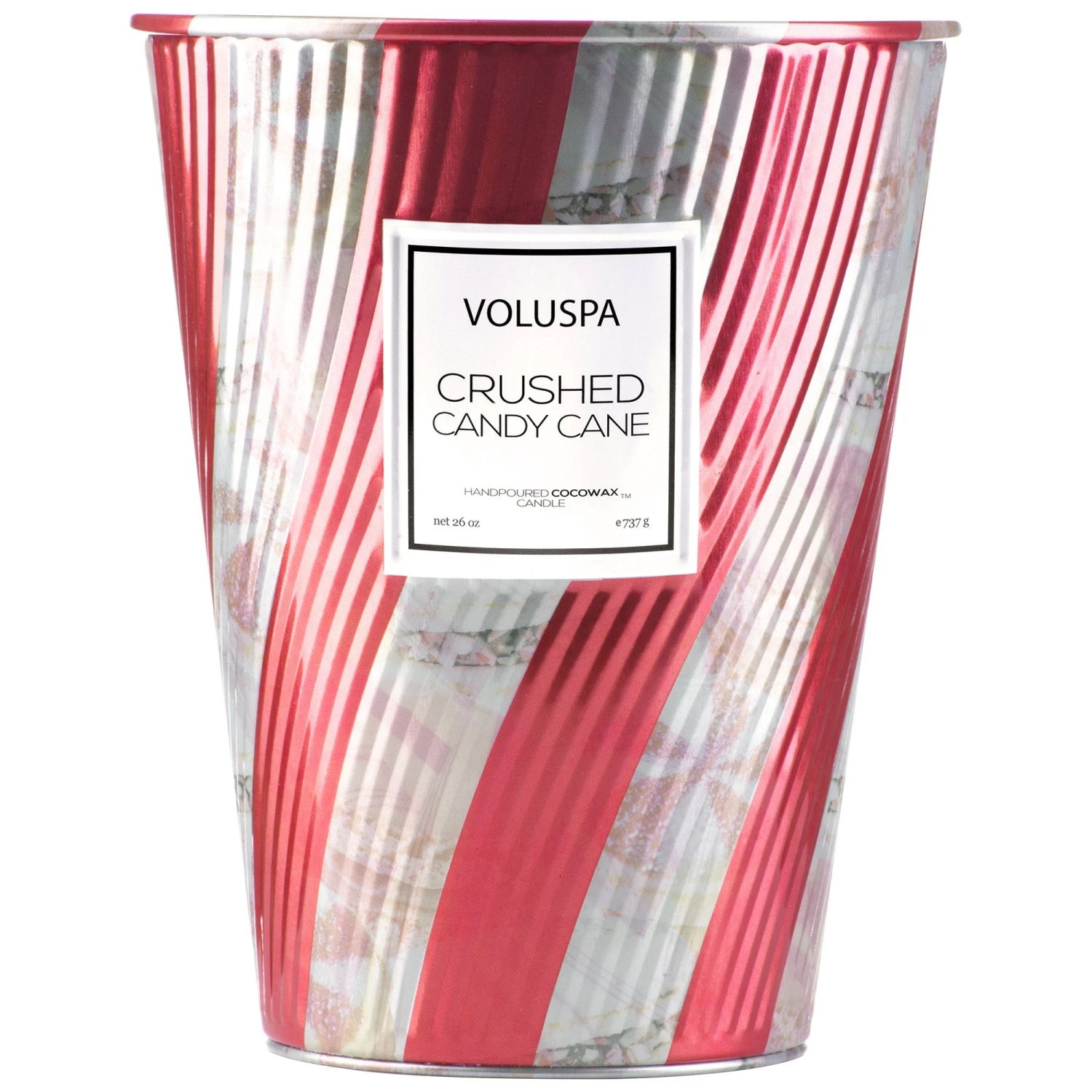 Voluspa Crushed Candy Cane - Limited Edition 2 Wick Tin Table Candle 3 Voluspa Crushed Candy Cane - Limited Edition 2 Wick Tin Table Candle
