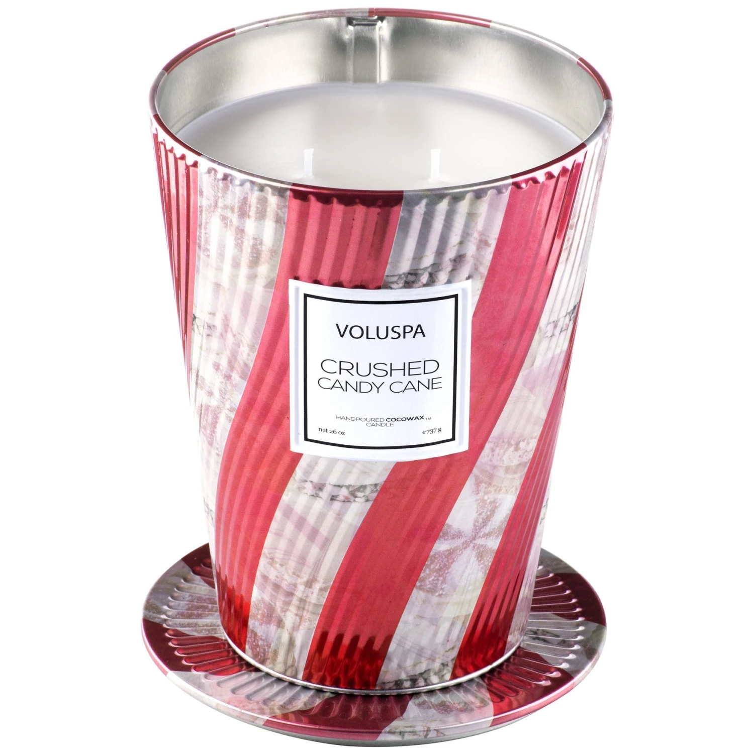 Voluspa Crushed Candy Cane - Limited Edition 2 Wick Tin Table Candle 4 Voluspa Crushed Candy Cane - Limited Edition 2 Wick Tin Table Candle - Image 2