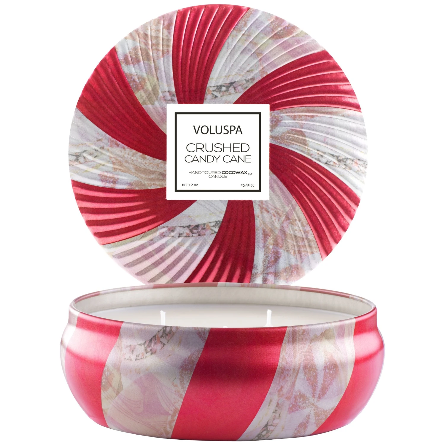 Voluspa Crushed Candy Cane - Limited Edition 3 Wick Tin Candle 3 Voluspa Crushed Candy Cane - Limited Edition 3 Wick Tin Candle