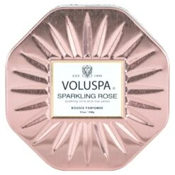 Voluspa Sparkling Rose - 3 Wick Octagon Tin Candle