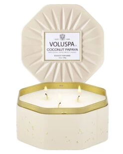 Voluspa Coconut Papaya - 3 Wick Octagon Tin Candle 8 Voluspa Coconut Papaya - 3 Wick Octagon Tin Candle -Voluspa 68615 2