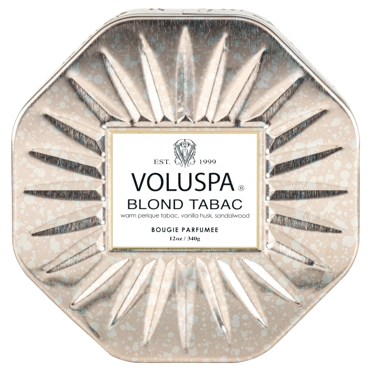 Voluspa Blond Tabac - 3 Wick Octagon Tin Candle 3 Voluspa Blond Tabac - 3 Wick Octagon Tin Candle