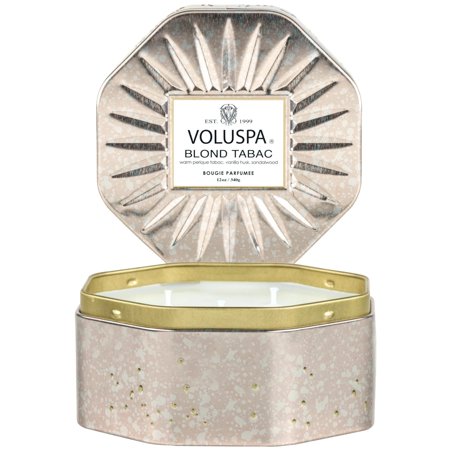 Voluspa Blond Tabac - 3 Wick Octagon Tin Candle 4 Voluspa Blond Tabac - 3 Wick Octagon Tin Candle - Image 2