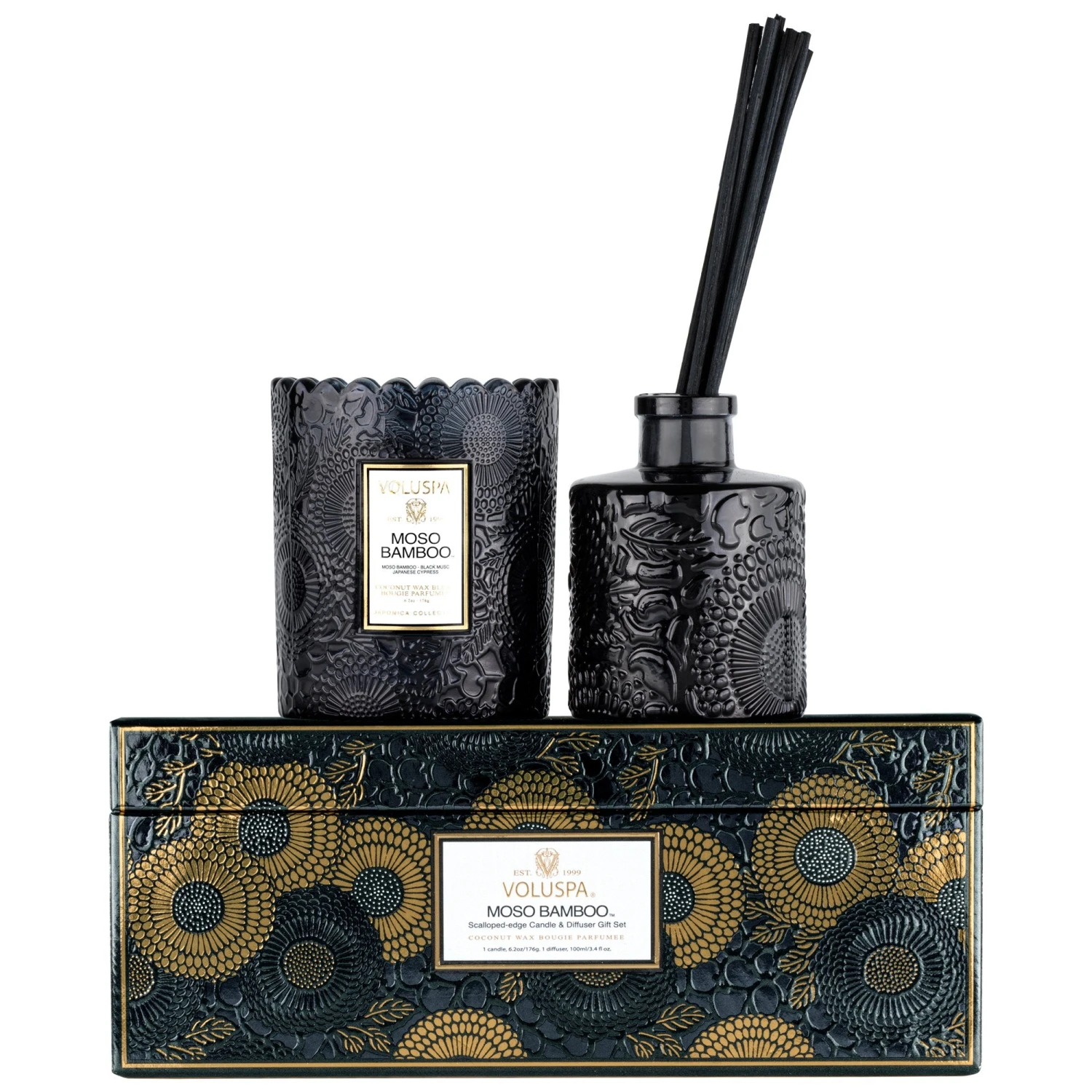 Voluspa Moso Bamboo - Candle & Diffuser Gift Set 3 Voluspa Moso Bamboo - Candle & Diffuser Gift Set