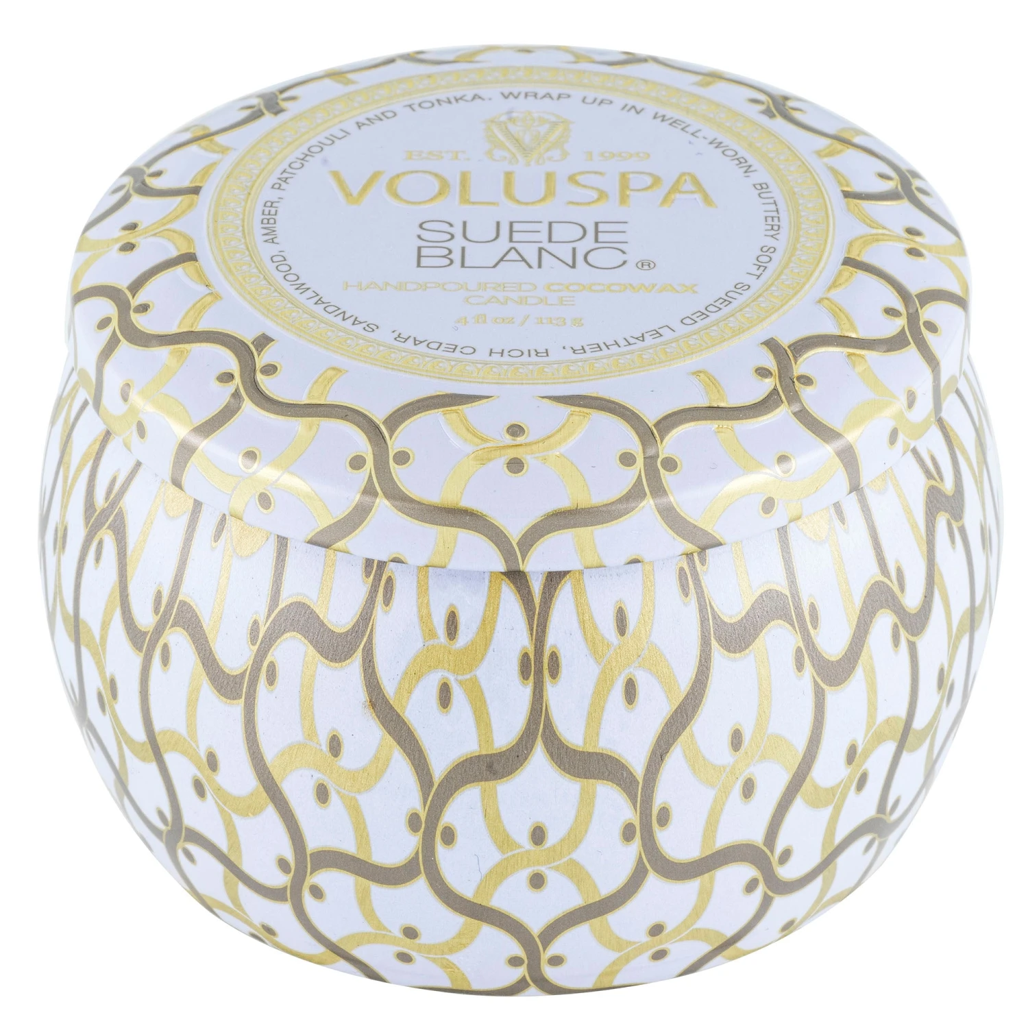 Voluspa Suede Blanc - Mini Tin Candle 6 Voluspa Suede Blanc - Mini Tin Candle - Image 4
