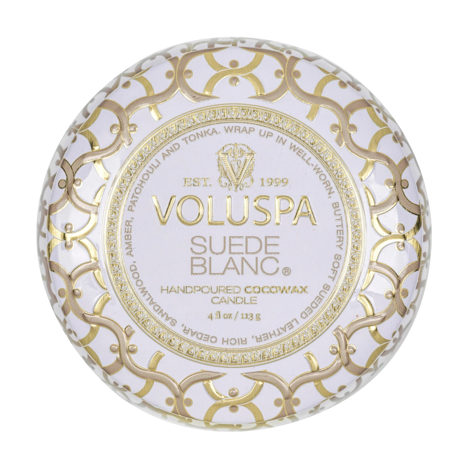 Voluspa Suede Blanc - Mini Tin Candle 7 Voluspa Suede Blanc - Mini Tin Candle - Image 5