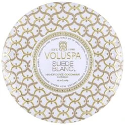 Voluspa Suede Blanc - 3 Wick Tin Candle