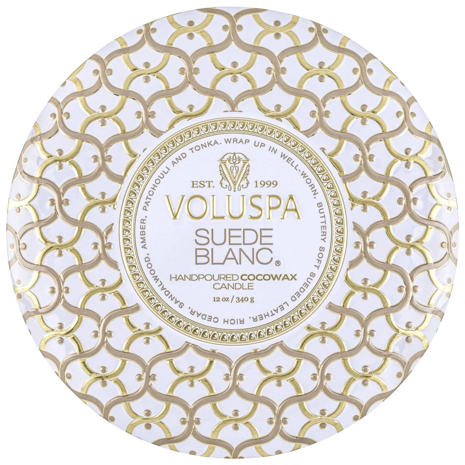 Voluspa Suede Blanc - 3 Wick Tin Candle 3 Voluspa Suede Blanc - 3 Wick Tin Candle