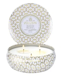 Voluspa Suede Blanc - 3 Wick Tin Candle 10 Voluspa Suede Blanc - 3 Wick Tin Candle -Voluspa 8121 2 2
