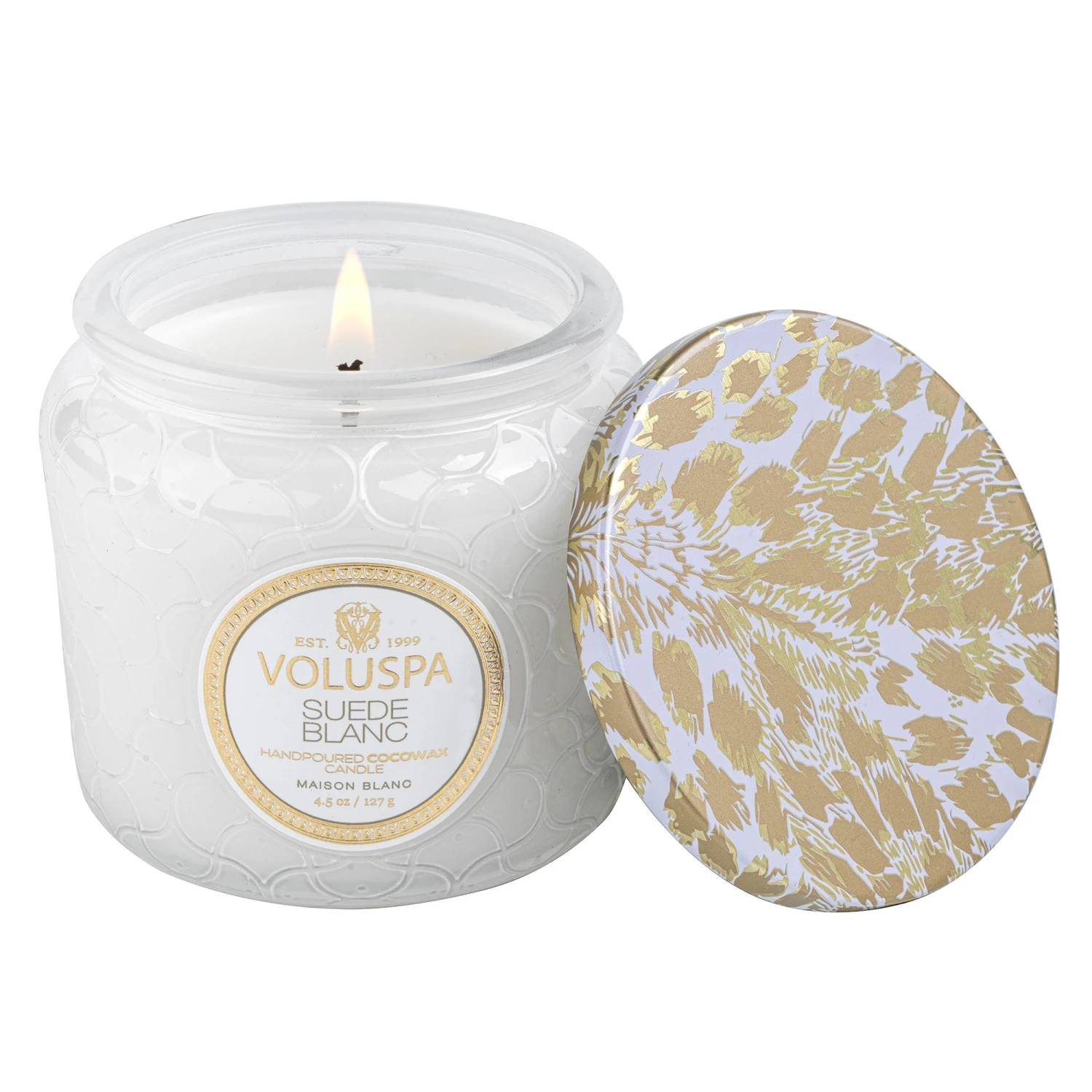 Voluspa Suede Blanc - Petite Jar Candle 4 Voluspa Suede Blanc - Petite Jar Candle - Image 2