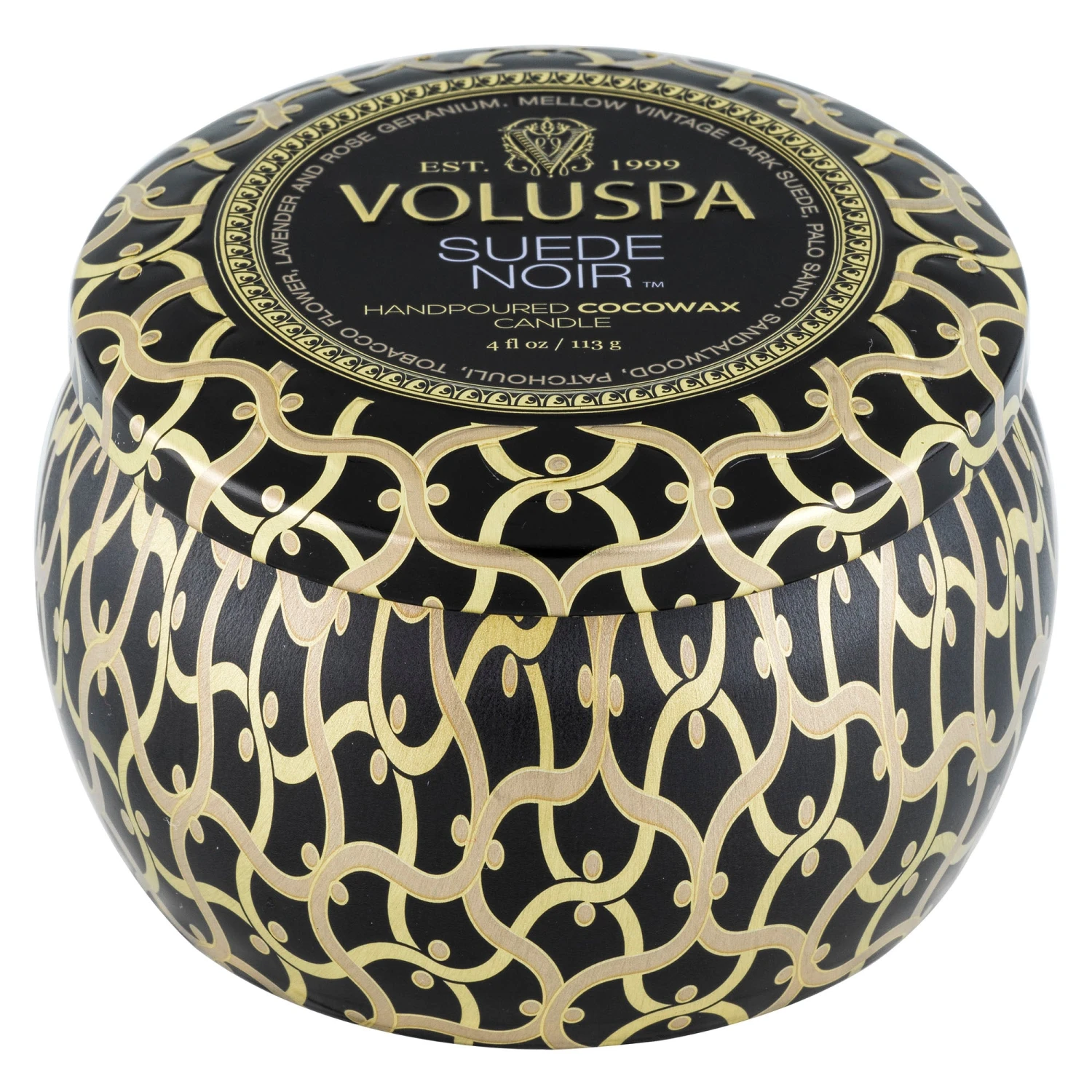 Voluspa Suede Noir - Mini Tin Candle 6 Voluspa Suede Noir - Mini Tin Candle - Image 4