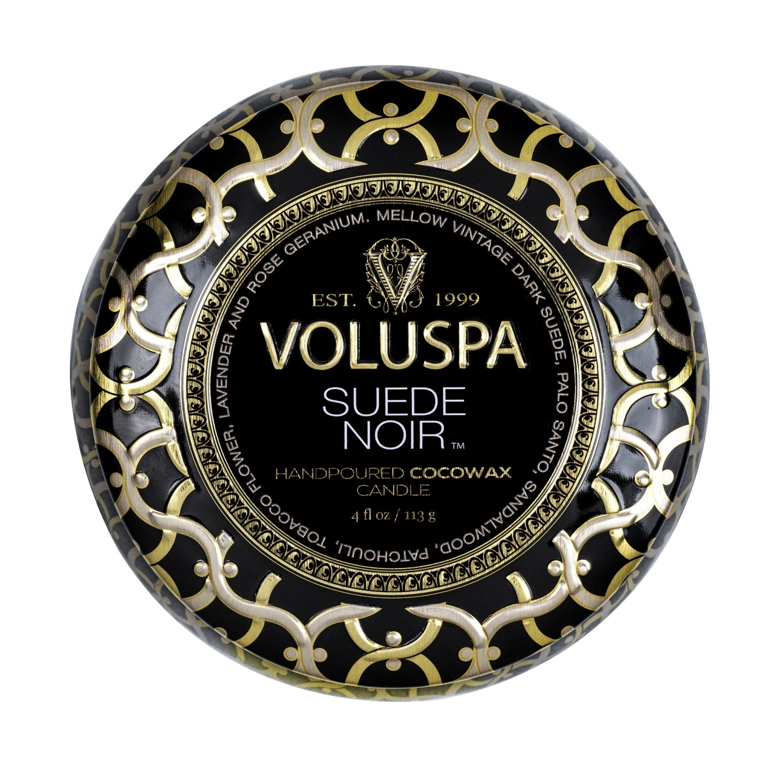 Voluspa Suede Noir - Mini Tin Candle 7 Voluspa Suede Noir - Mini Tin Candle - Image 5