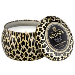 Voluspa Suede Noir - Mini Tin Candle