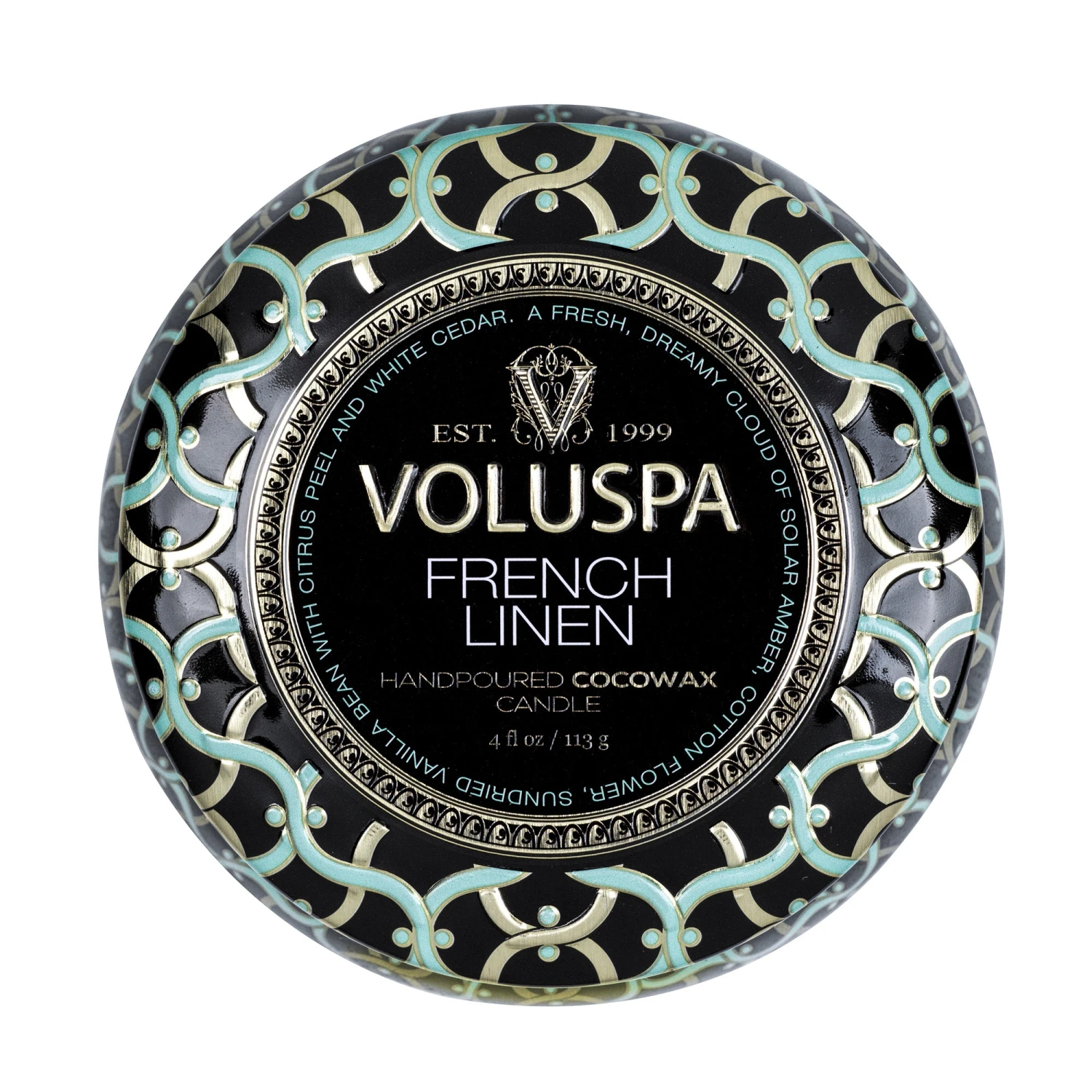 Voluspa French Linen - Mini Tin Candle 6 Voluspa French Linen - Mini Tin Candle - Image 4