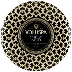 Voluspa Suede Noir - 3 Wick Tin Candle