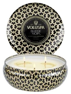 Voluspa Suede Noir - 3 Wick Tin Candle -Voluspa 8223 2