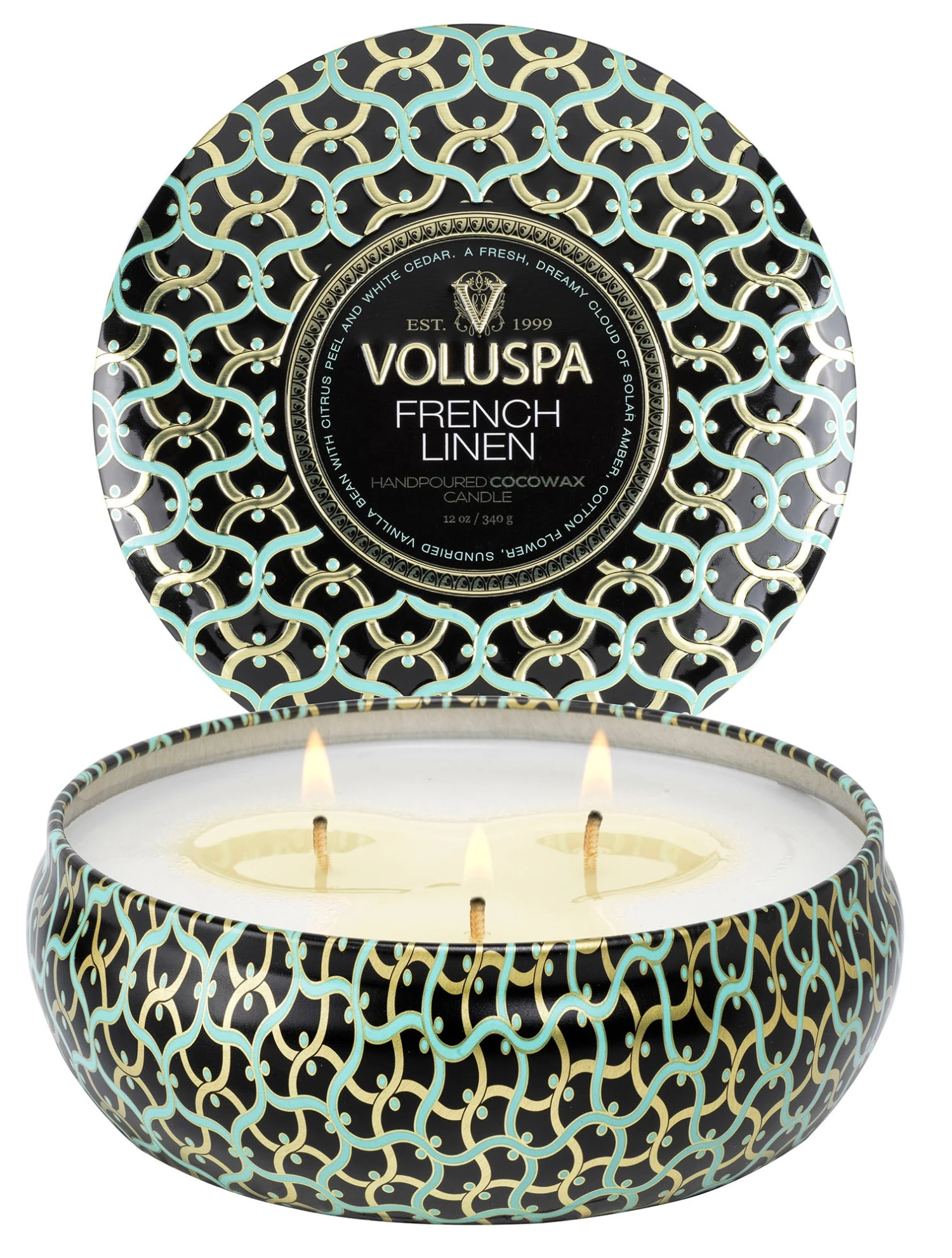 Voluspa French Linen - 3 Wick Tin Candle 5 Voluspa French Linen - 3 Wick Tin Candle - Image 3