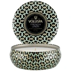 Voluspa French Linen - 3 Wick Tin Candle 11 Voluspa French Linen - 3 Wick Tin Candle -Voluspa 8224 2 1