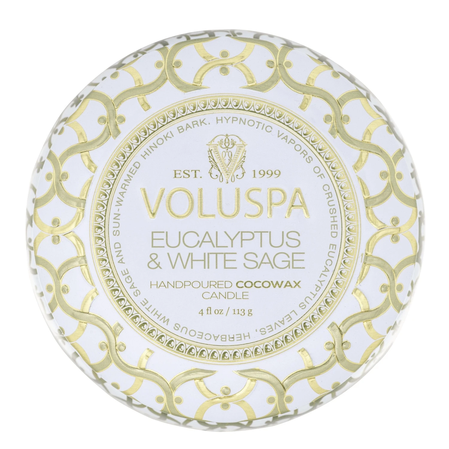 Voluspa Eucalyptus & White Sage - Mini Tin Candle 4 Voluspa Eucalyptus & White Sage - Mini Tin Candle - Image 2