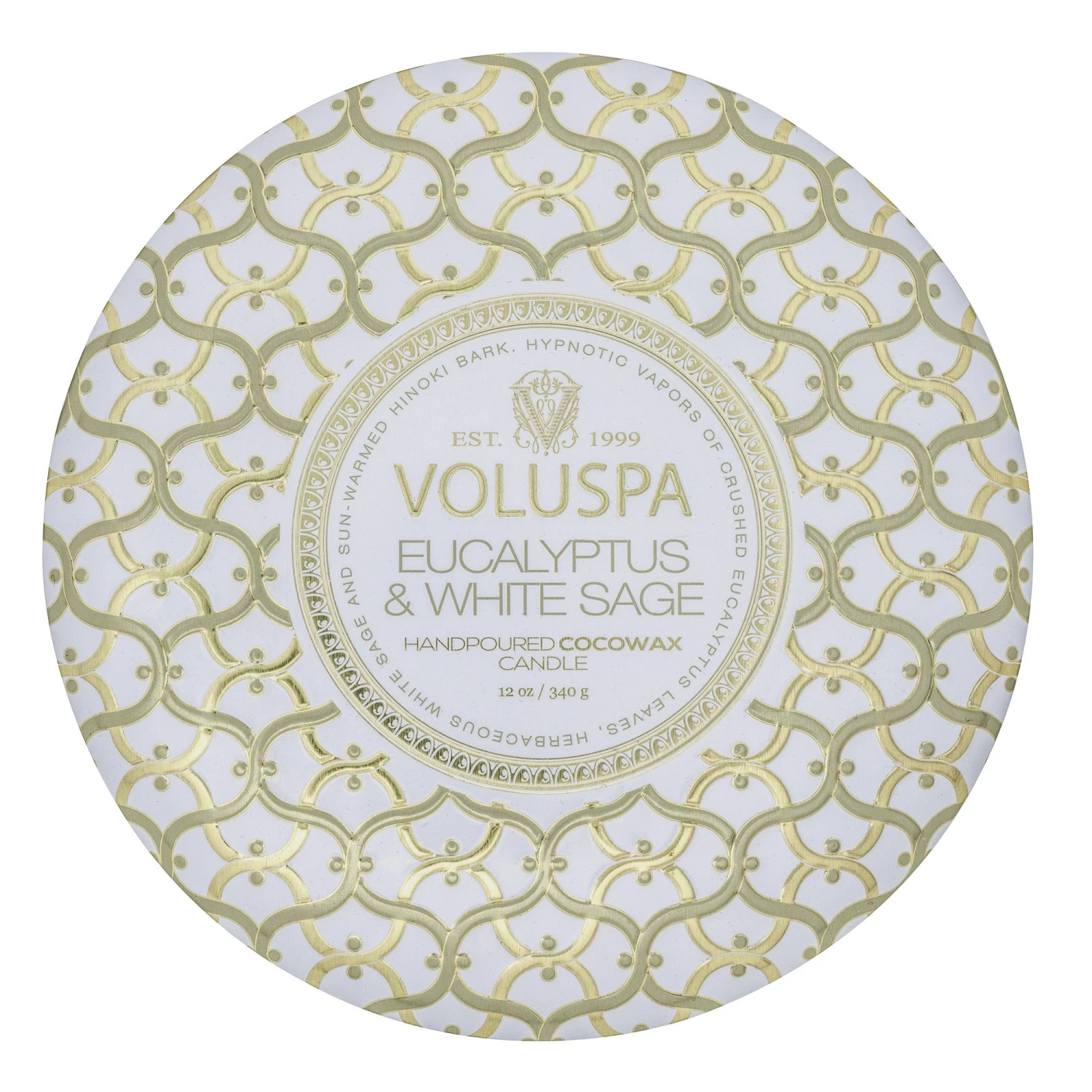Voluspa Eucalyptus & White Sage - 3 Wick Tin Candle 3 Voluspa Eucalyptus & White Sage - 3 Wick Tin Candle