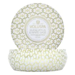 Voluspa Eucalyptus & White Sage - 3 Wick Tin Candle 9 Voluspa Eucalyptus & White Sage - 3 Wick Tin Candle -Voluspa FA21 PRopt 8127 004