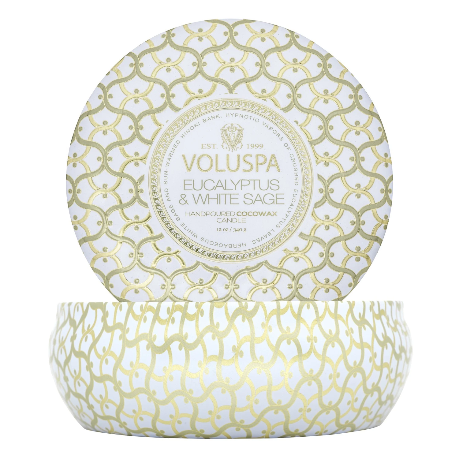 Voluspa Eucalyptus & White Sage - 3 Wick Tin Candle 6 Voluspa Eucalyptus & White Sage - 3 Wick Tin Candle - Image 4