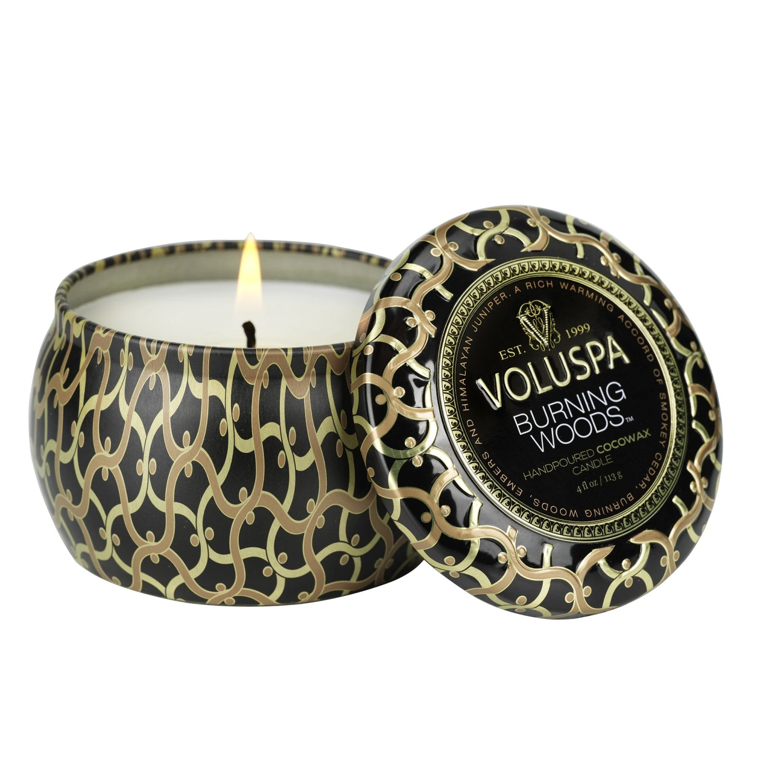 Voluspa Burning Woods - Mini Tin Candle 3 Voluspa Burning Woods - Mini Tin Candle