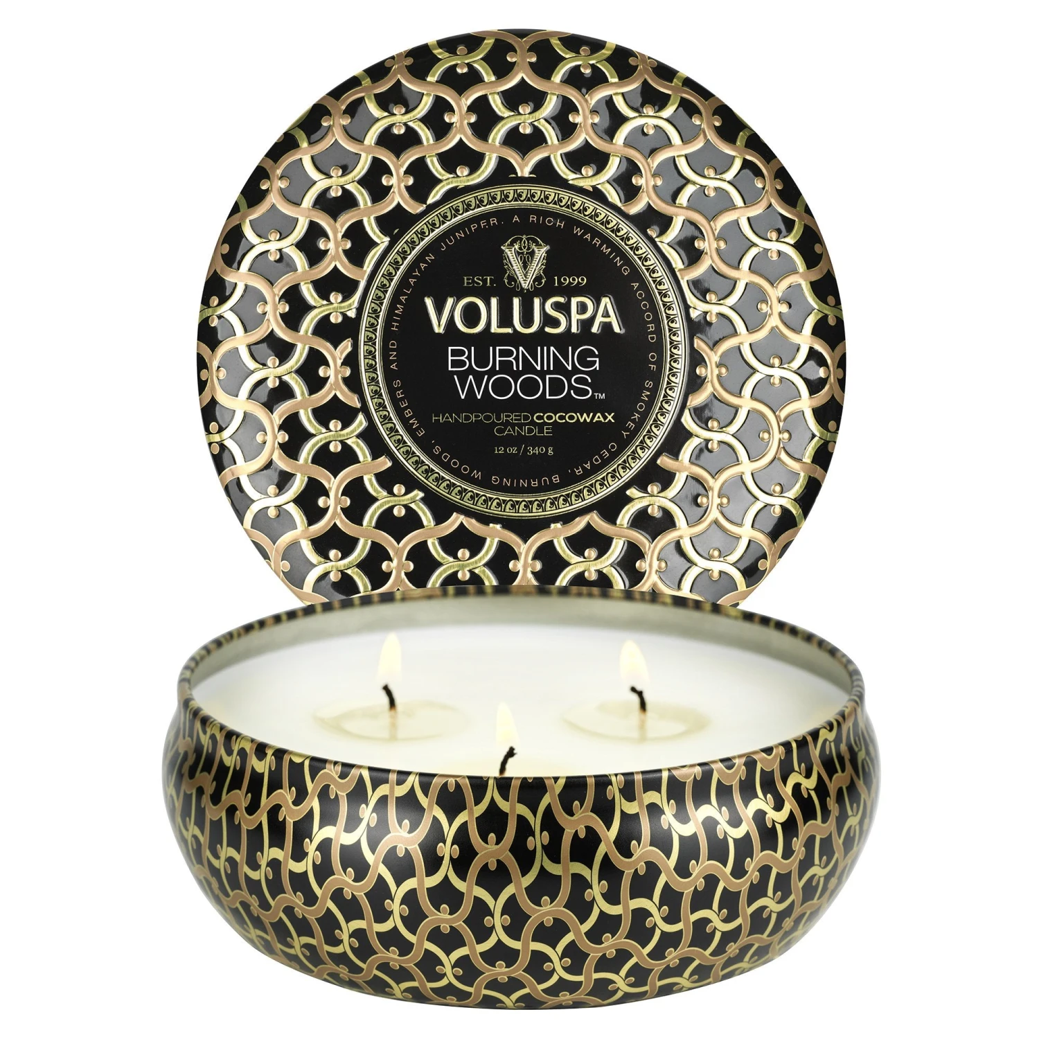 Voluspa Burning Woods - 3 Wick Tin Candle 6 Voluspa Burning Woods - 3 Wick Tin Candle - Image 4