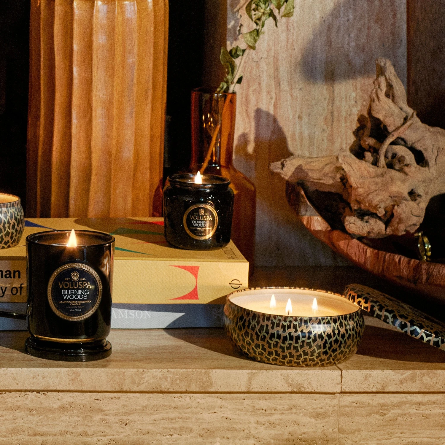 Voluspa Burning Woods - 3 Wick Tin Candle 4 Voluspa Burning Woods - 3 Wick Tin Candle - Image 2