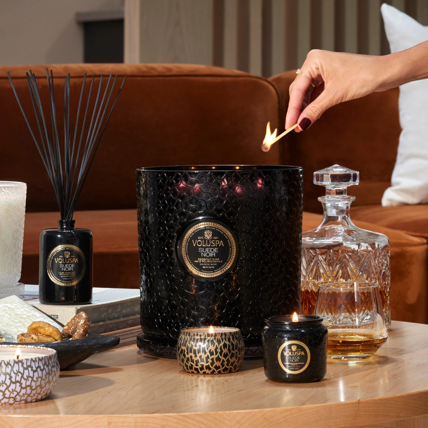 Voluspa Suede Noir - 5 Wick Hearth Candle 4 Voluspa Suede Noir - 5 Wick Hearth Candle - Image 2