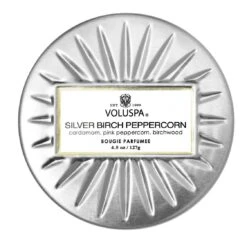 Voluspa Silver Birch Peppercorn - Mini Tin Candle 9 Voluspa Silver Birch Peppercorn - Mini Tin Candle -Voluspa FA22 PRopt 68218 2