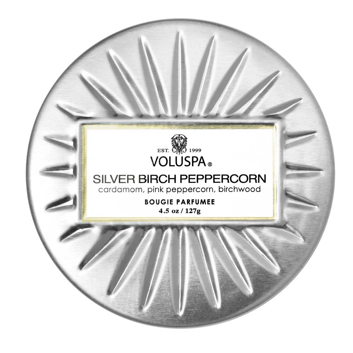 Voluspa Silver Birch Peppercorn - Mini Tin Candle 5 Voluspa Silver Birch Peppercorn - Mini Tin Candle - Image 3