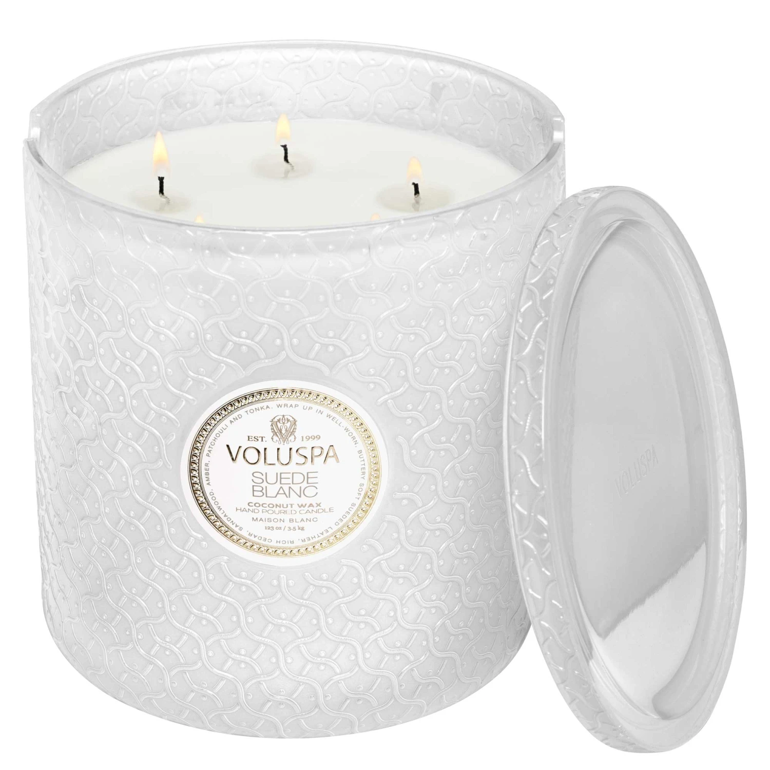 Voluspa Suede Blanc - 5 Wick Hearth Candle 5 Voluspa Suede Blanc - 5 Wick Hearth Candle - Image 3