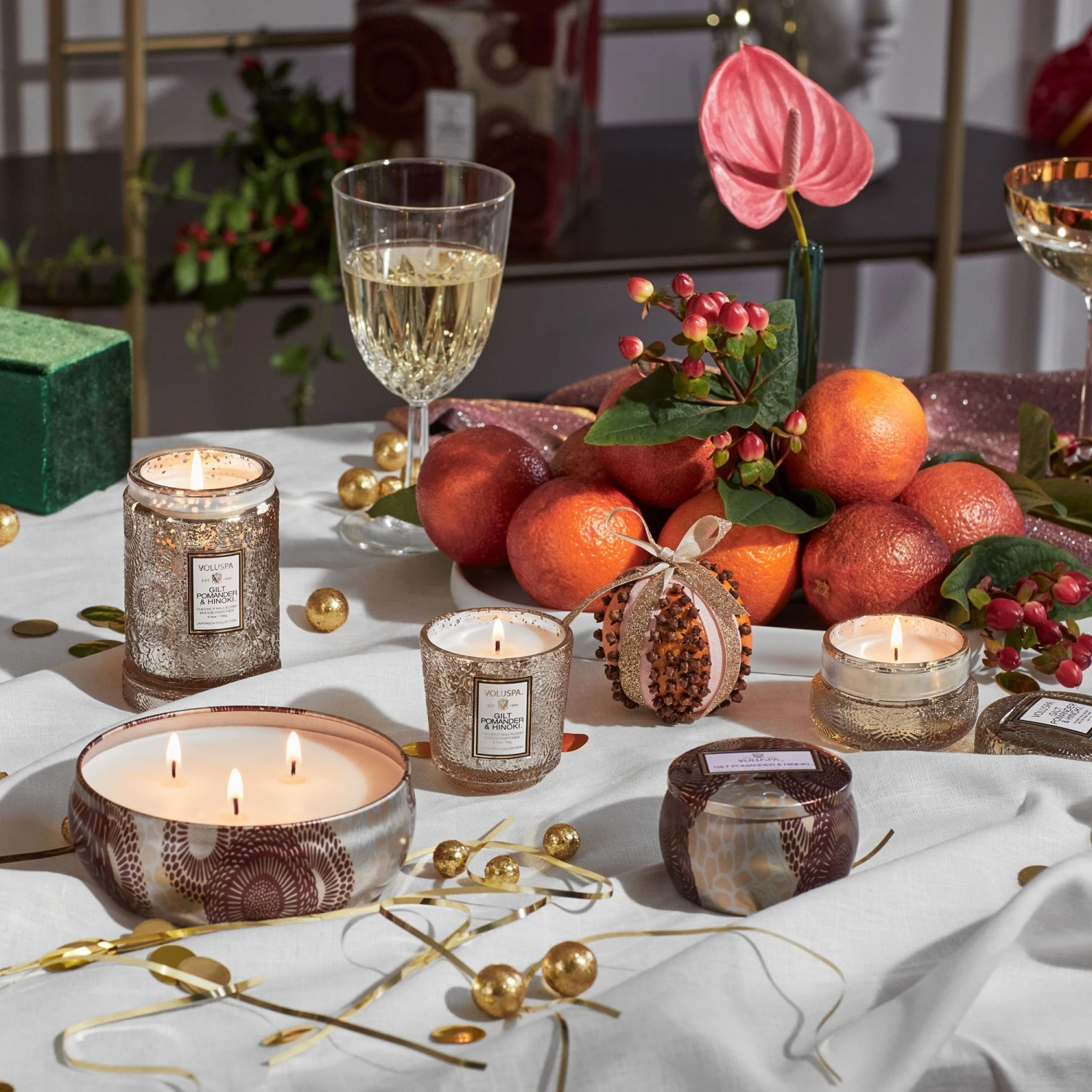 Voluspa Gilt Pomander & Hinoki - Mini Tin Candle 4 Voluspa Gilt Pomander & Hinoki - Mini Tin Candle - Image 2