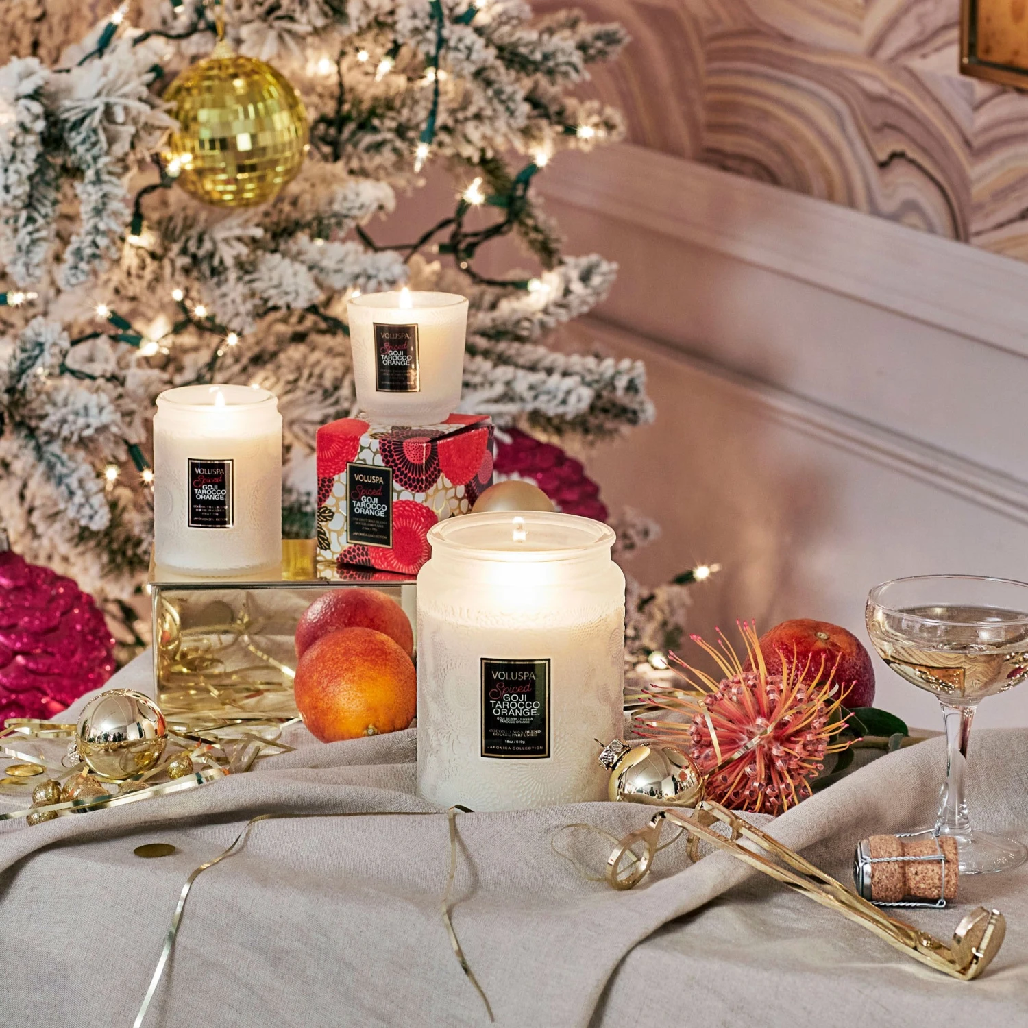 Voluspa Spiced Goji Tarocco Orange - Petite Pedestal Candle 4 Voluspa Spiced Goji Tarocco Orange - Petite Pedestal Candle - Image 2