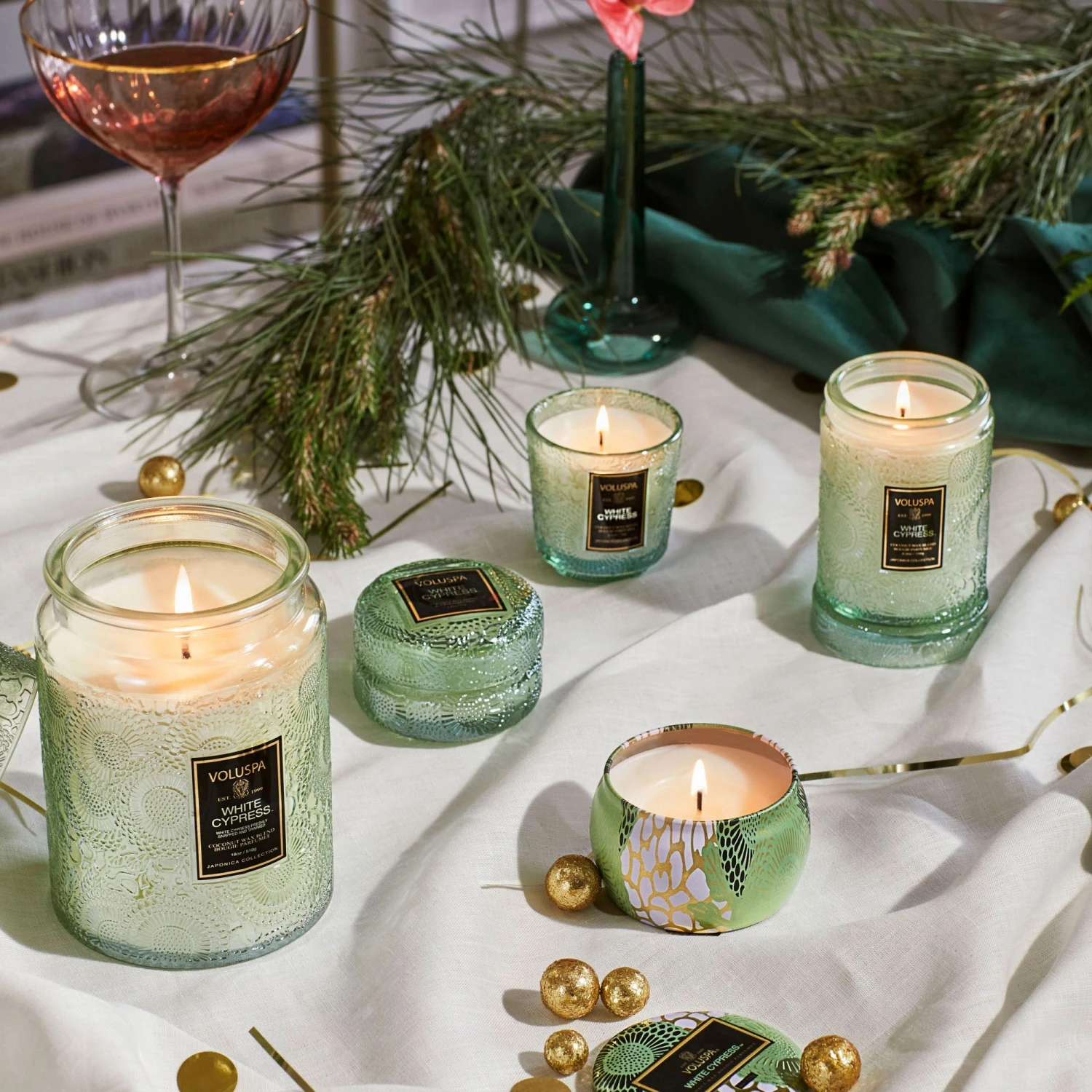 Voluspa White Cypress - Petite Pedestal Candle 5 Voluspa White Cypress - Petite Pedestal Candle - Image 3