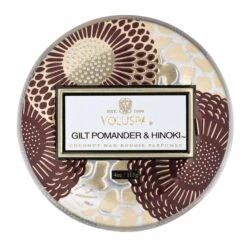 Voluspa Gilt Pomander & Hinoki - Mini Tin Candle 12 Voluspa Gilt Pomander & Hinoki - Mini Tin Candle -Voluspa HO21 PRopt 72116 002