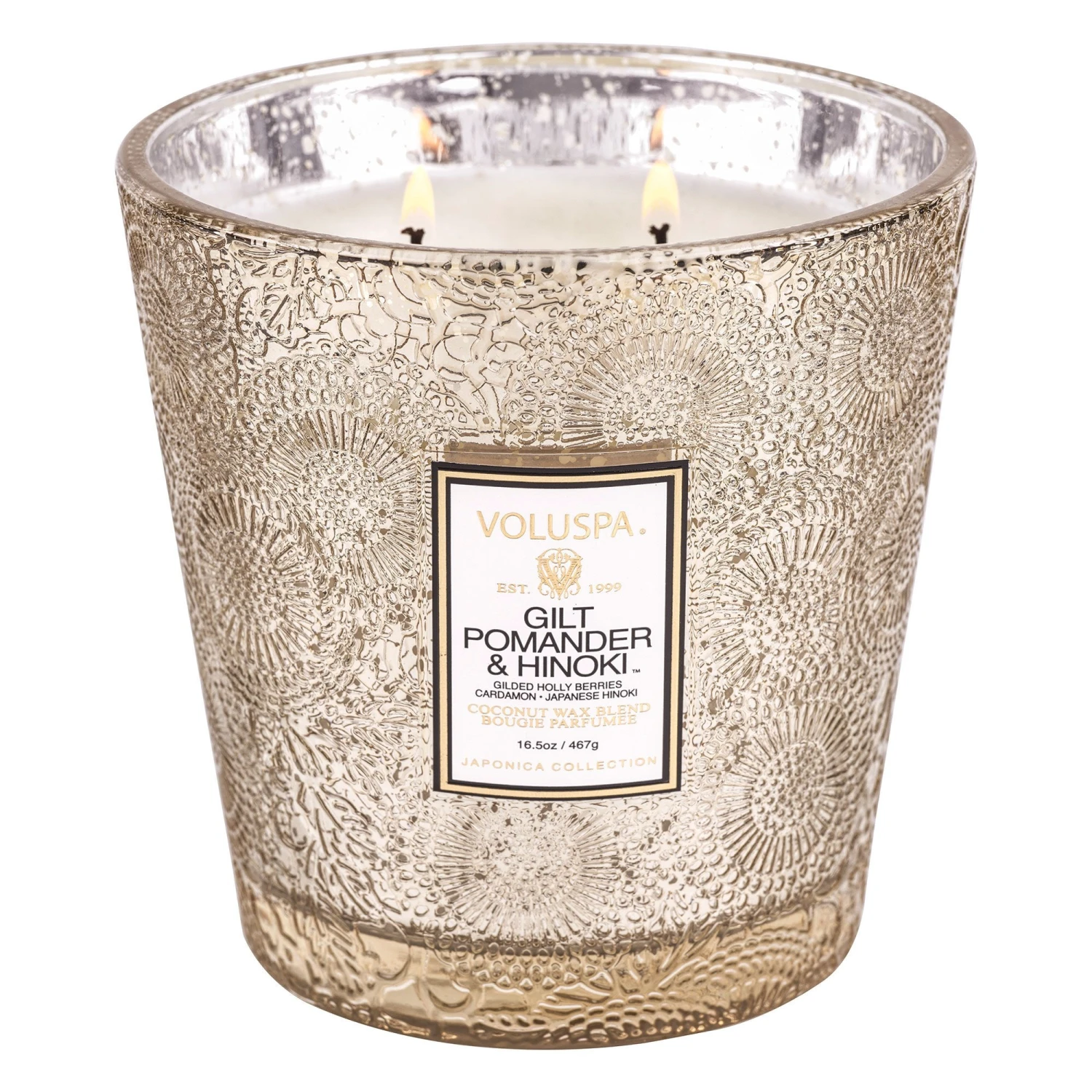 Voluspa Gilt Pomander & Hinoki - 2 Wick Hearth Candle 6 Voluspa Gilt Pomander & Hinoki - 2 Wick Hearth Candle - Image 4