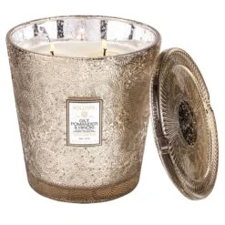 Voluspa Gilt Pomander & Hinoki - 3 Wick Hearth Candle