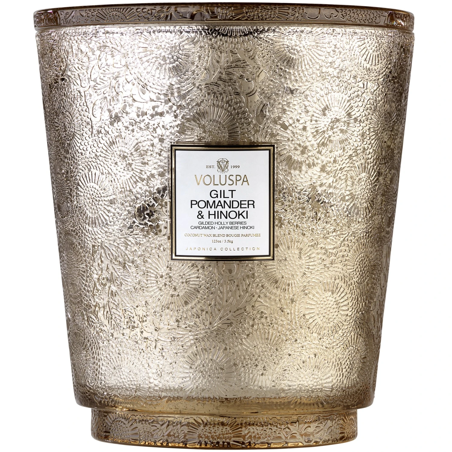 Voluspa Gilt Pomander & Hinoki - 5 Wick Hearth Candle 3 Voluspa Gilt Pomander & Hinoki - 5 Wick Hearth Candle