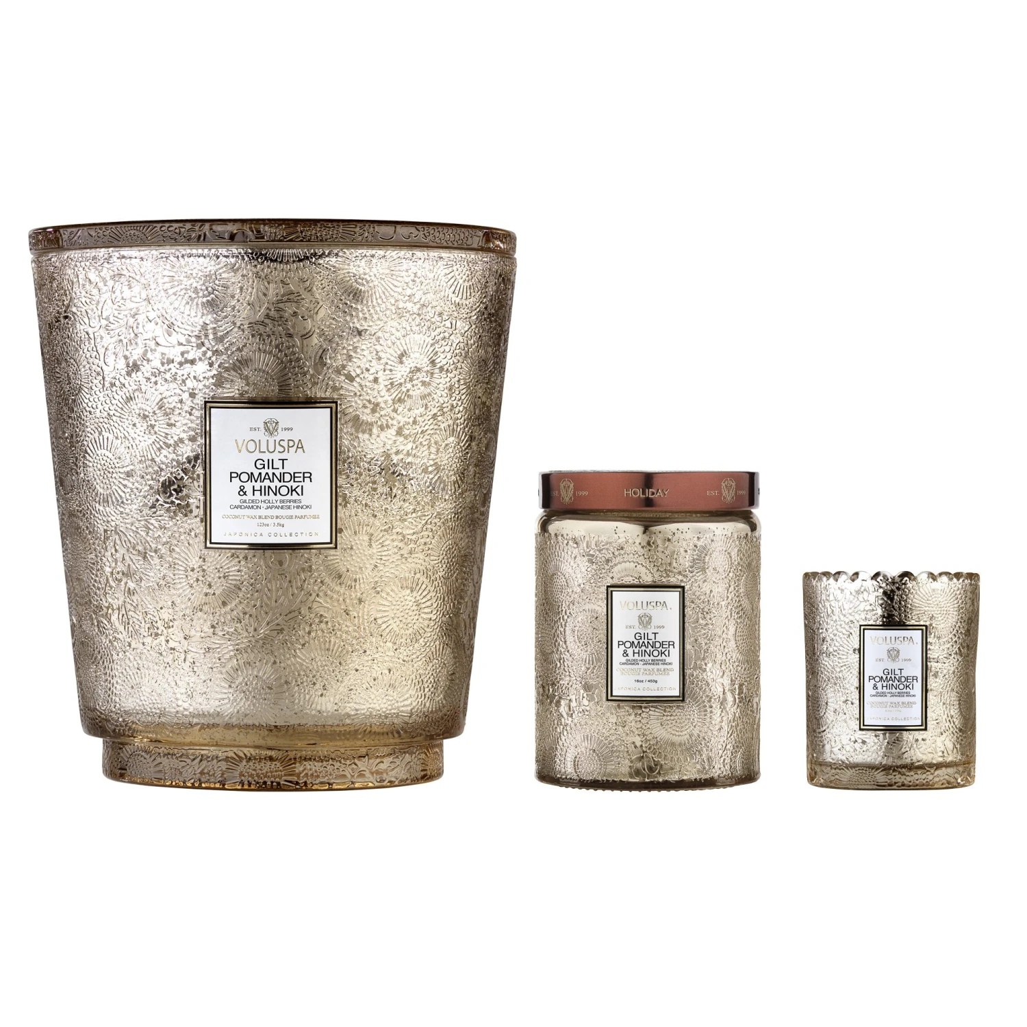 Voluspa Gilt Pomander & Hinoki - 5 Wick Hearth Candle 4 Voluspa Gilt Pomander & Hinoki - 5 Wick Hearth Candle - Image 2