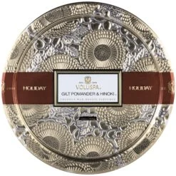 Voluspa Gilt Pomander & Hinoki - Seasonal 3 Wick Pedestal Tin Candle 5 Voluspa Gilt Pomander & Hinoki - Seasonal 3 Wick Pedestal Tin Candle -Voluspa pedestal 3 wick tin candle gilt pomander hinoki 2 b0ae